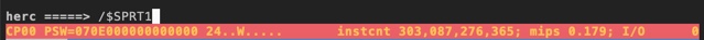 Hercules console showing the command '/$SPRT1'